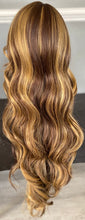 Load image into Gallery viewer, 30” PINK HIGHLIGHT BODY WAVE SYNTHETIC HUMAN BLEND LACE FRONT WIG