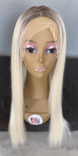 Load image into Gallery viewer, 26” PLATINUM SYNTHETIC HUMAN HAIR BLEND STRAIGHT LACE FRONT WIG