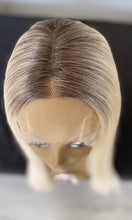 Load image into Gallery viewer, 26” PLATINUM SYNTHETIC HUMAN HAIR BLEND STRAIGHT LACE FRONT WIG